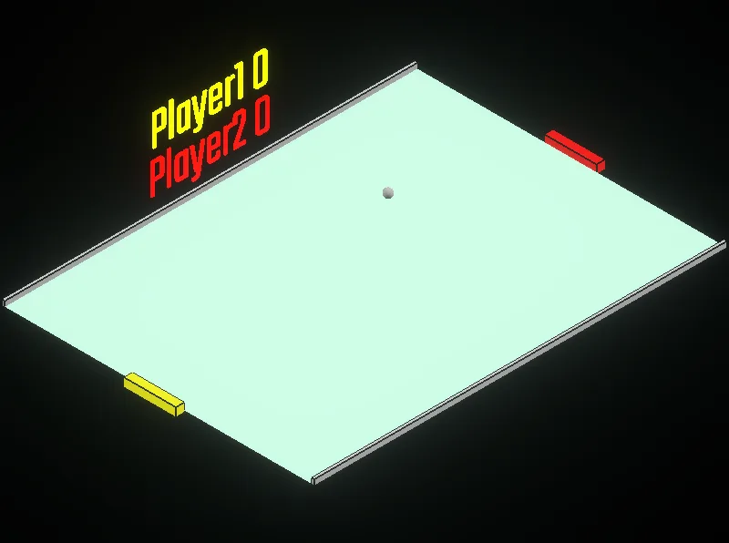 Transcendence: a 3D Pong table seen from above, two paddles and a ball